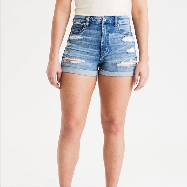American Eagle Curvy Hi-Rise Shortie Jean Shorts