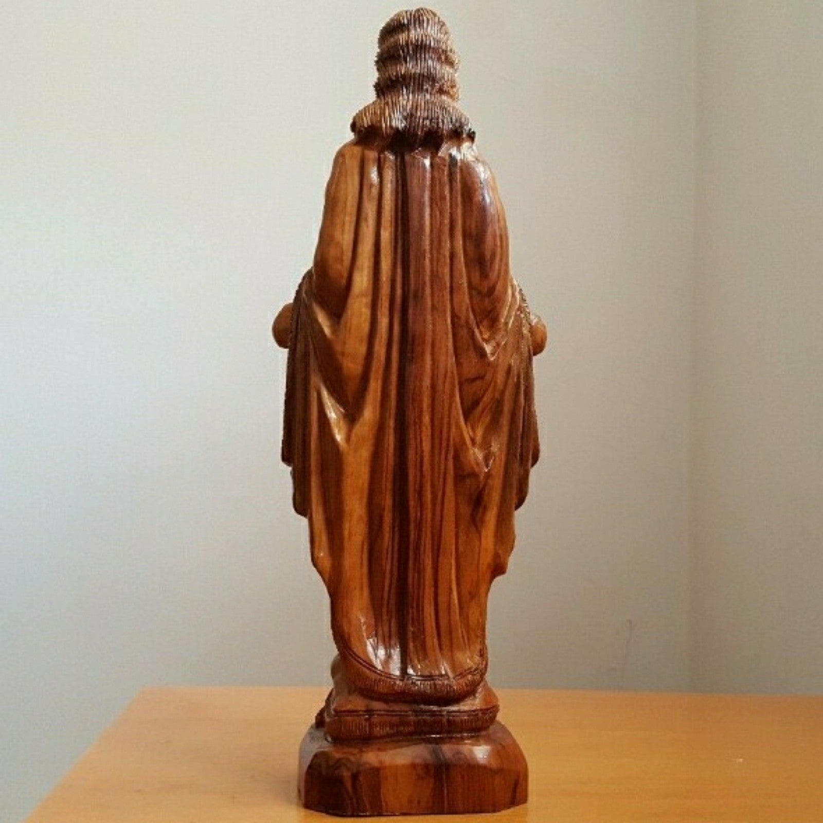 Solid real wood wooden standing figurine big statue church holy Jesus faith 14