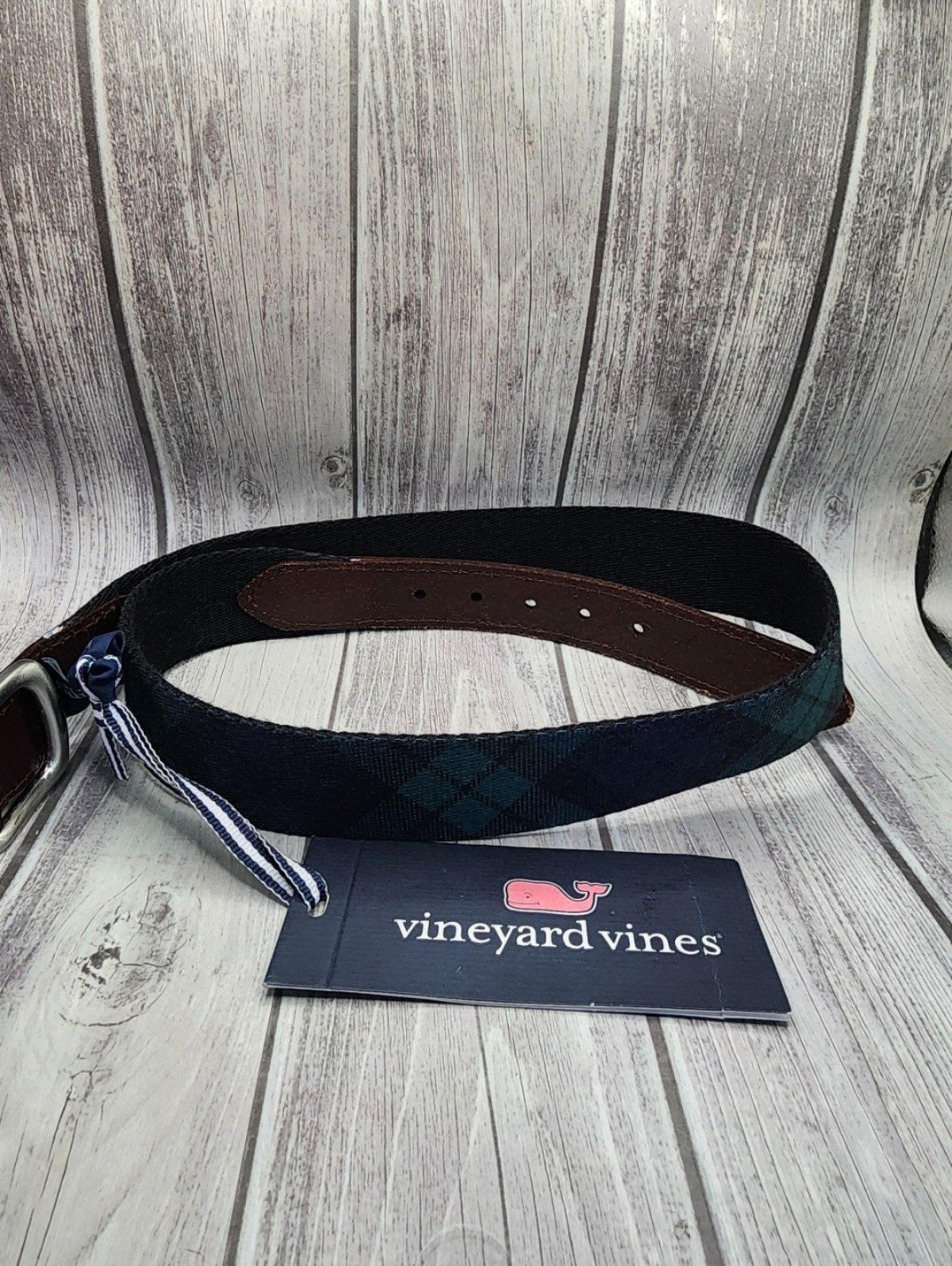 Men's blackwater canvas belt plaid jet black size 30 - vineyard vines