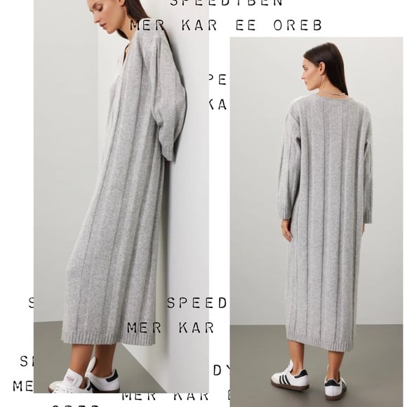 Great Jones Grey Wide Rib Sweater Dress X-Small