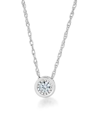 1/10 ct. tw. Round Bezel Set Diamond Pendant in 10K White Gold
