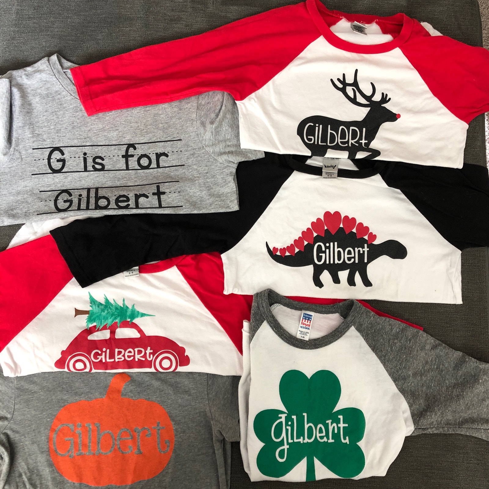 Lot of 6 Gilbert Holiday tees size 6-8