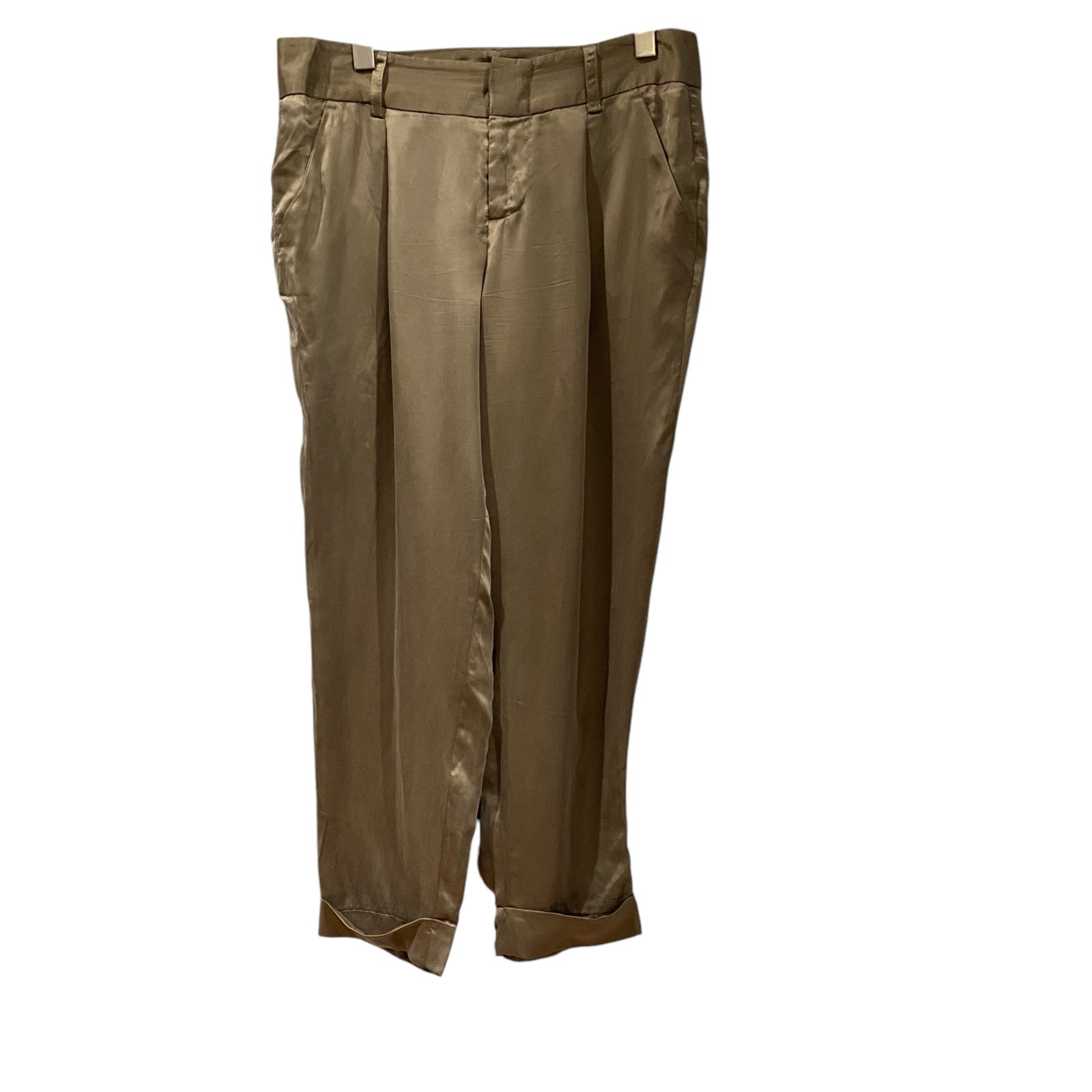Alice+Olivia Bootcut Cupro Classic Ankle Cuffs Career Formal Trousers Pants 10