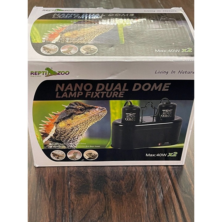 REPTI ZOO Nano Combo Dual Reptile Deep Dome Lamp Fixture for Reptile Max 40 Watt