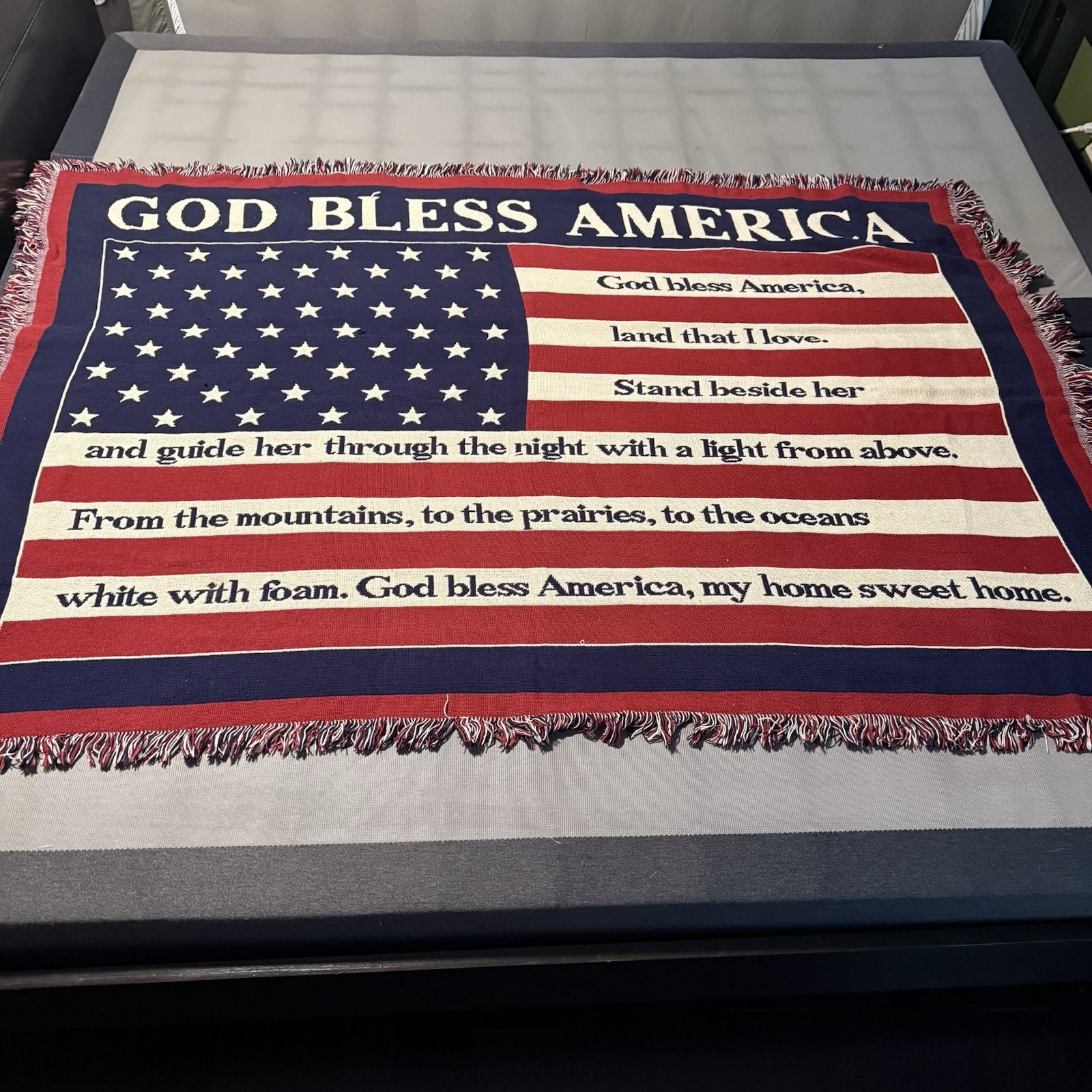 Danbury Mint AMERICA THE BEAUTIFUL American Flag Throw Blanket Tapestry Patriot