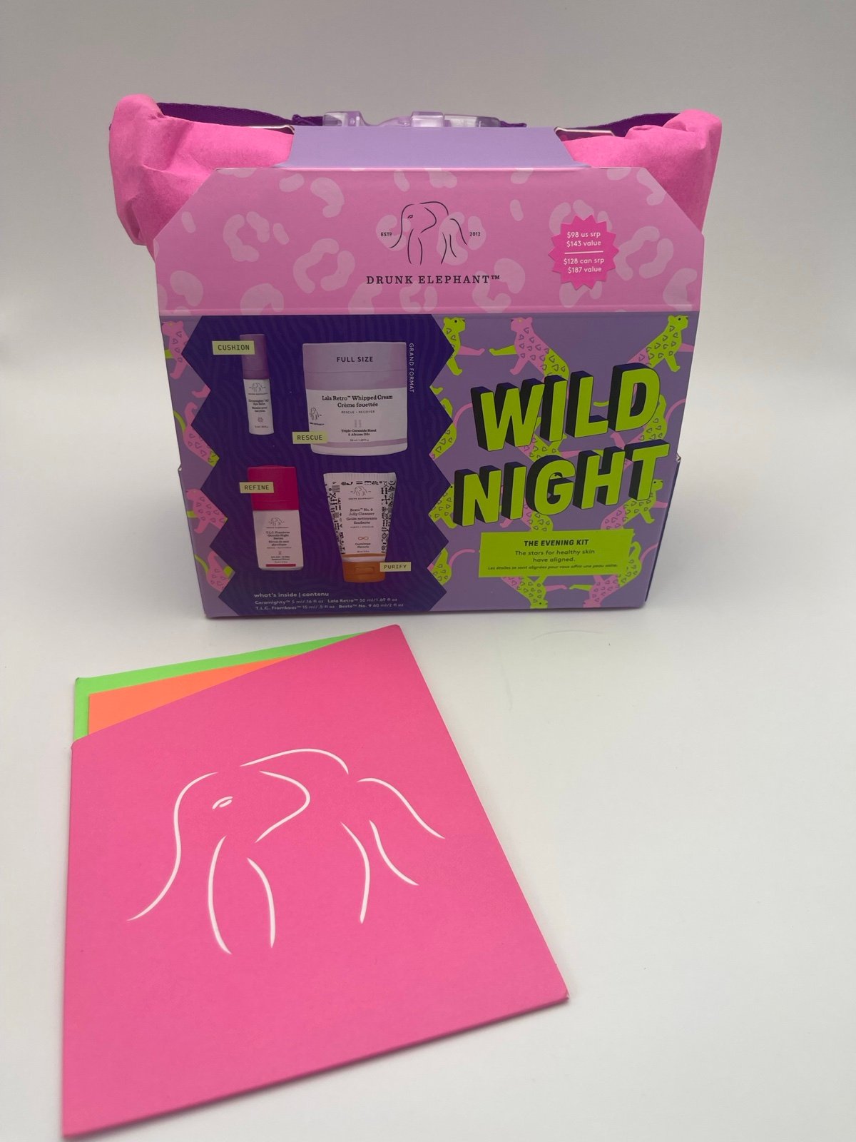 Drunk Elephant Wild Night: The Evening Kit Releasing Agents Cleansing 4pcs NEW