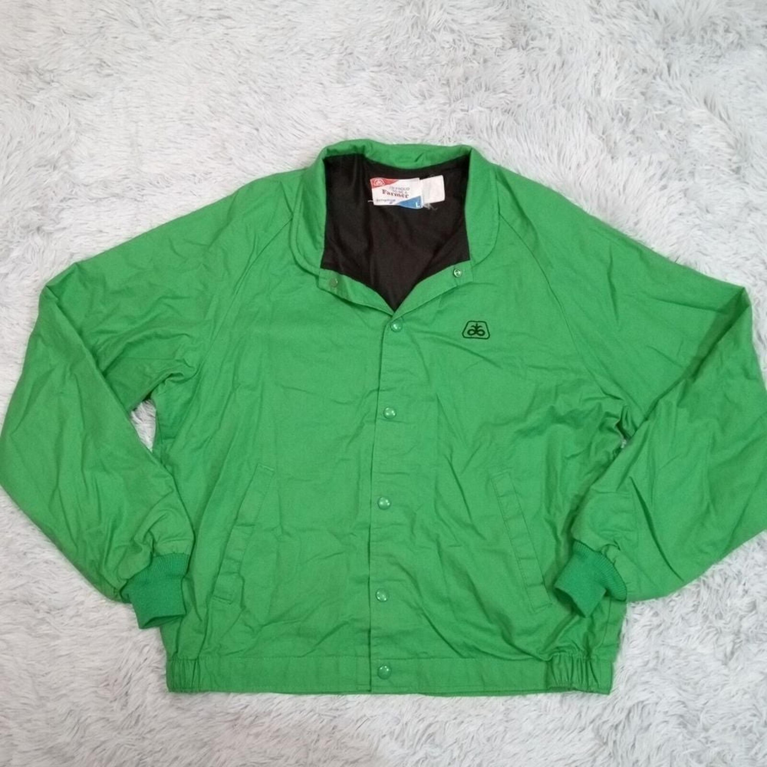 Vintage Pioneer Swingster Mens Jacket Green L Lightweight Windbreaker Snap Up L