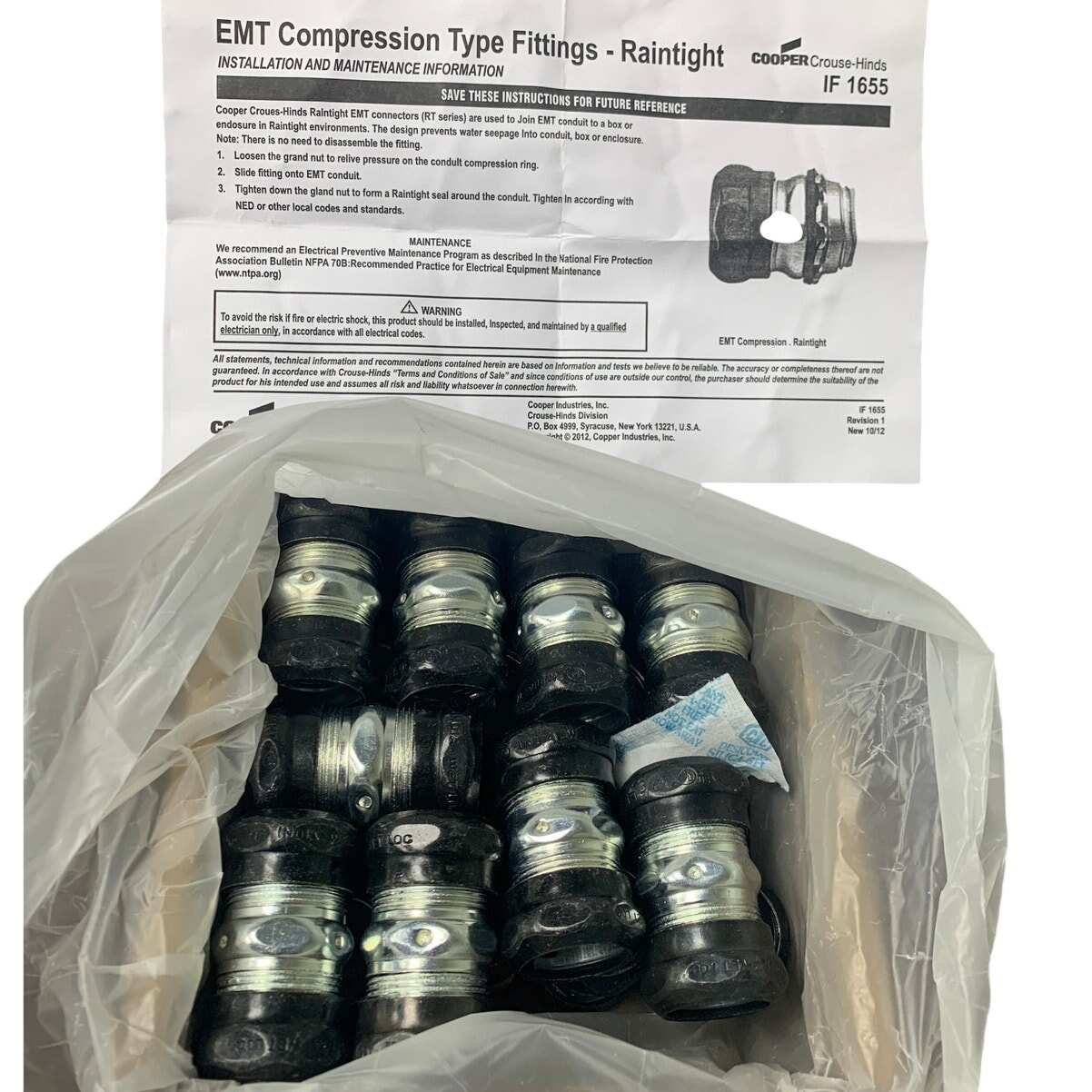 New In Box 25 Eaton 3/4 661RT EMT Compression Couplings Concrete Rain Tight