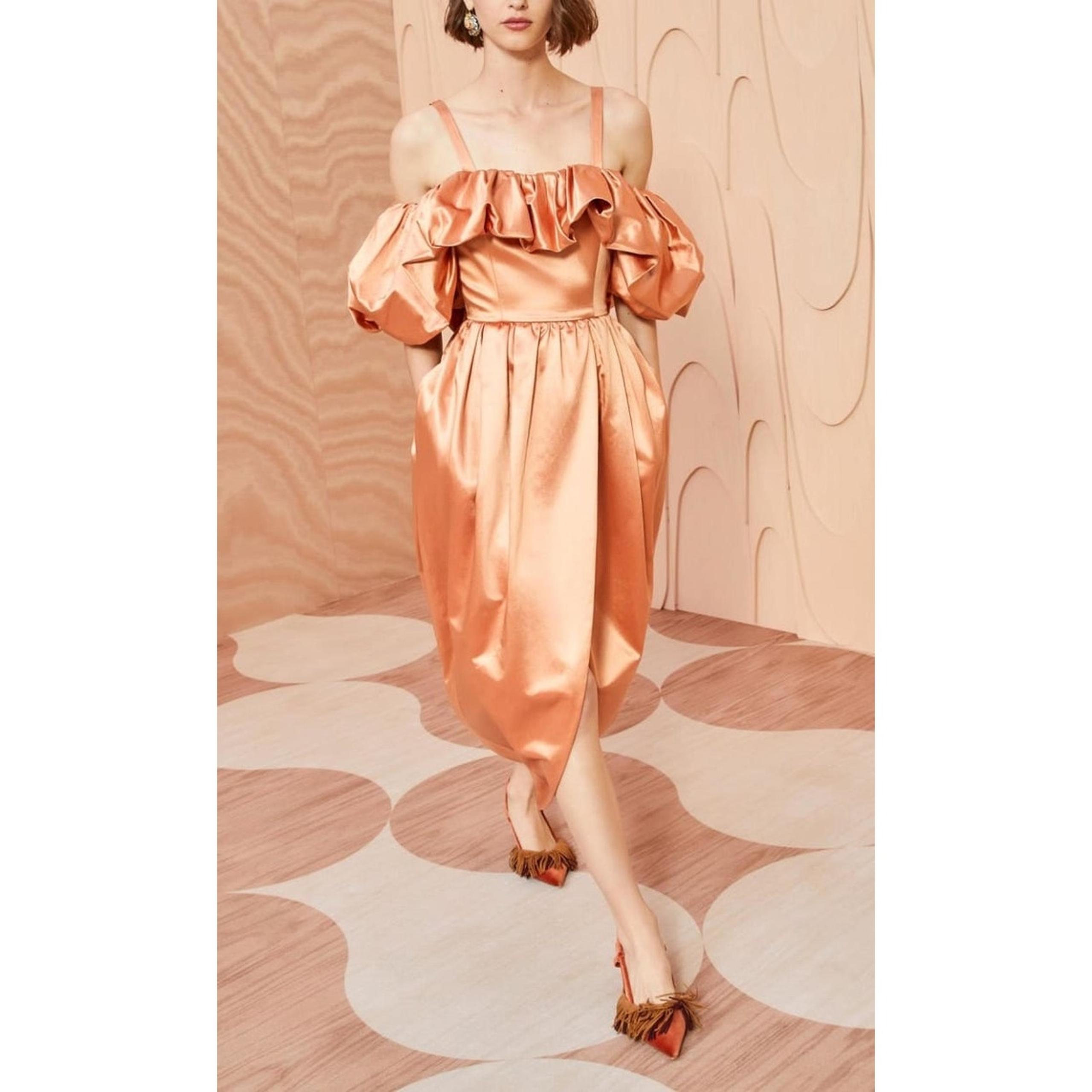 NWT Ulla Johnson Women's Lelita Off Shoulder Midi Dress Size 8 Copper