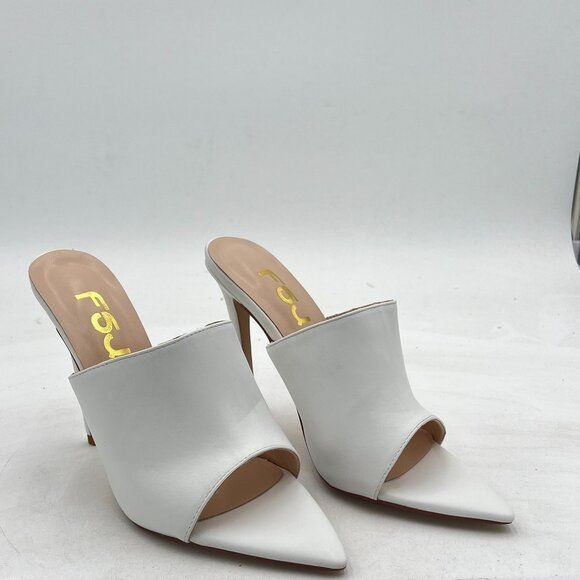 FSJ Chic Leather Pointed Toe Classic Mules Slide Womens Sandals