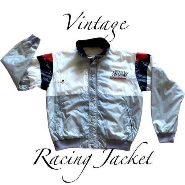 Vintage Racing Jacket Right Guard Halfway Challenge Windbreaker Bomber Mens Sz L