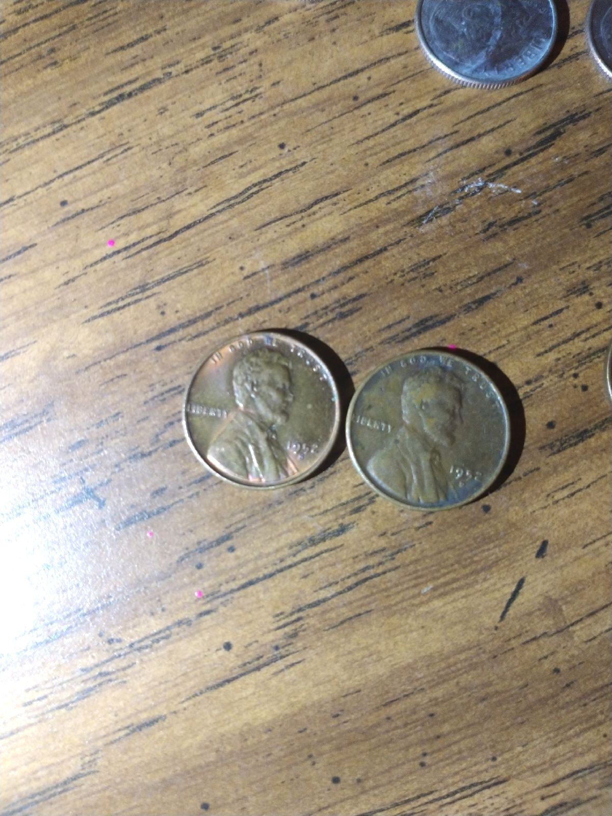 1952s 1952d wheat penny with some errors