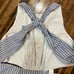 J.Crew Collection Striped Cutout Halter Midi Dress Gray White Summer Size 24