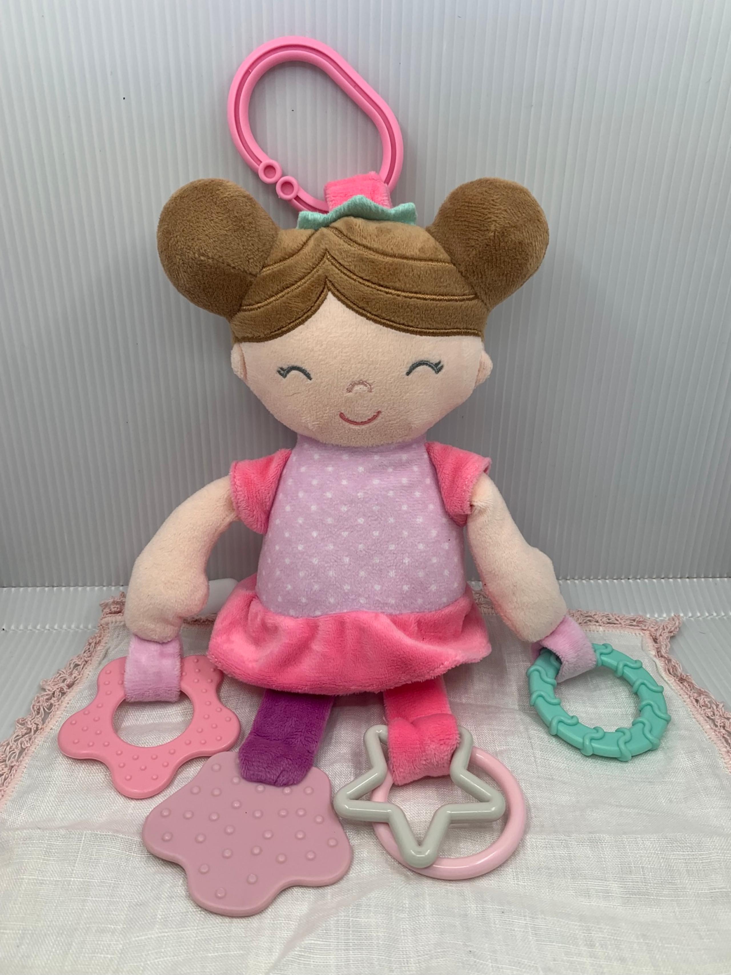 Kelly Baby Princess soft Doll 10" Plush Rattle Clip On Lovey Toy