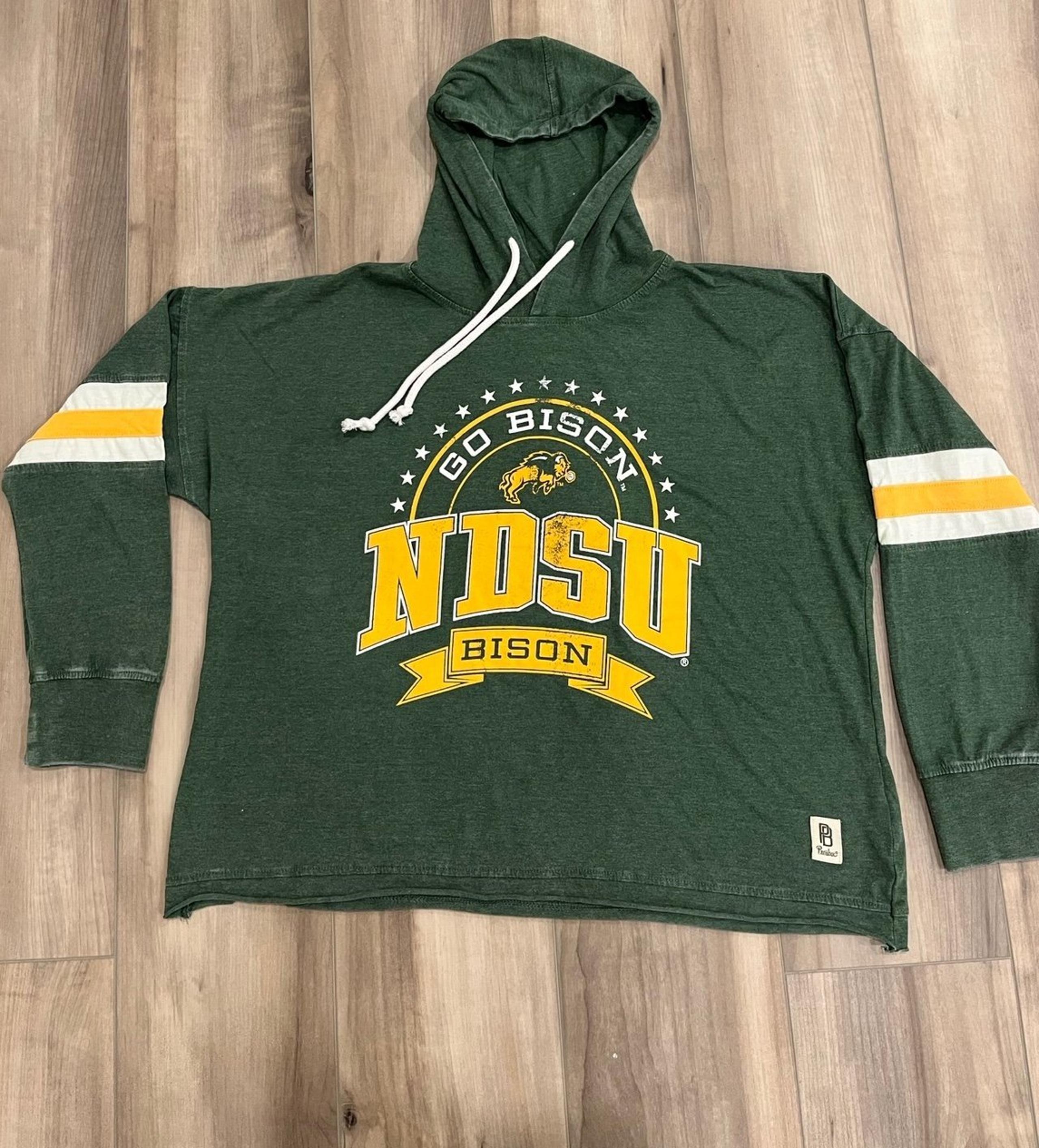 North Dakota State University bisons Green yellow gold white hoodie hooded shirt