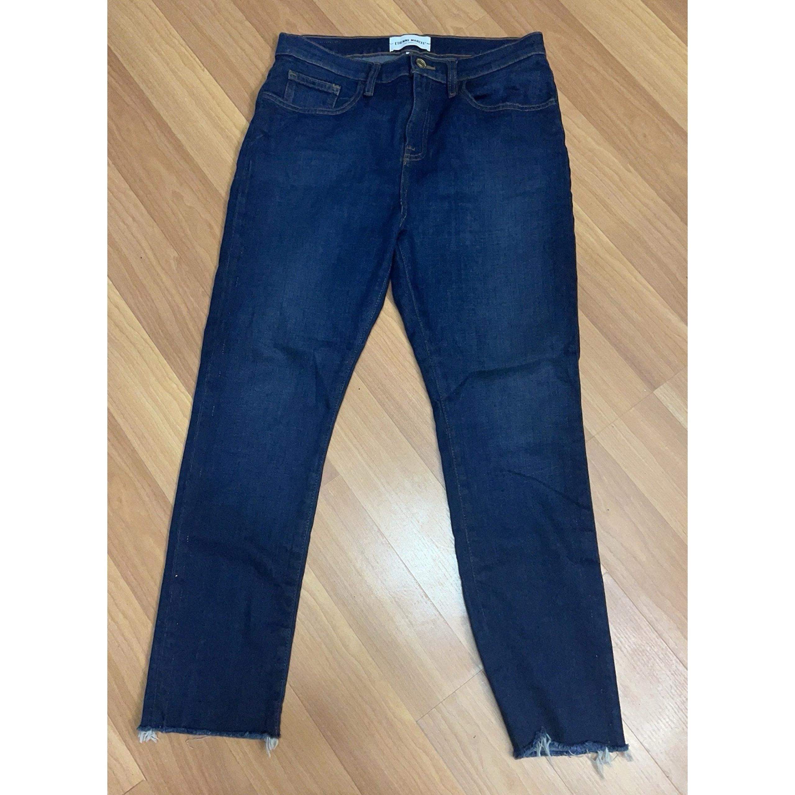 Etienne Marcel Womens Denim Jeans High Rise Skinny Raw Hem Dark Wash Size 29