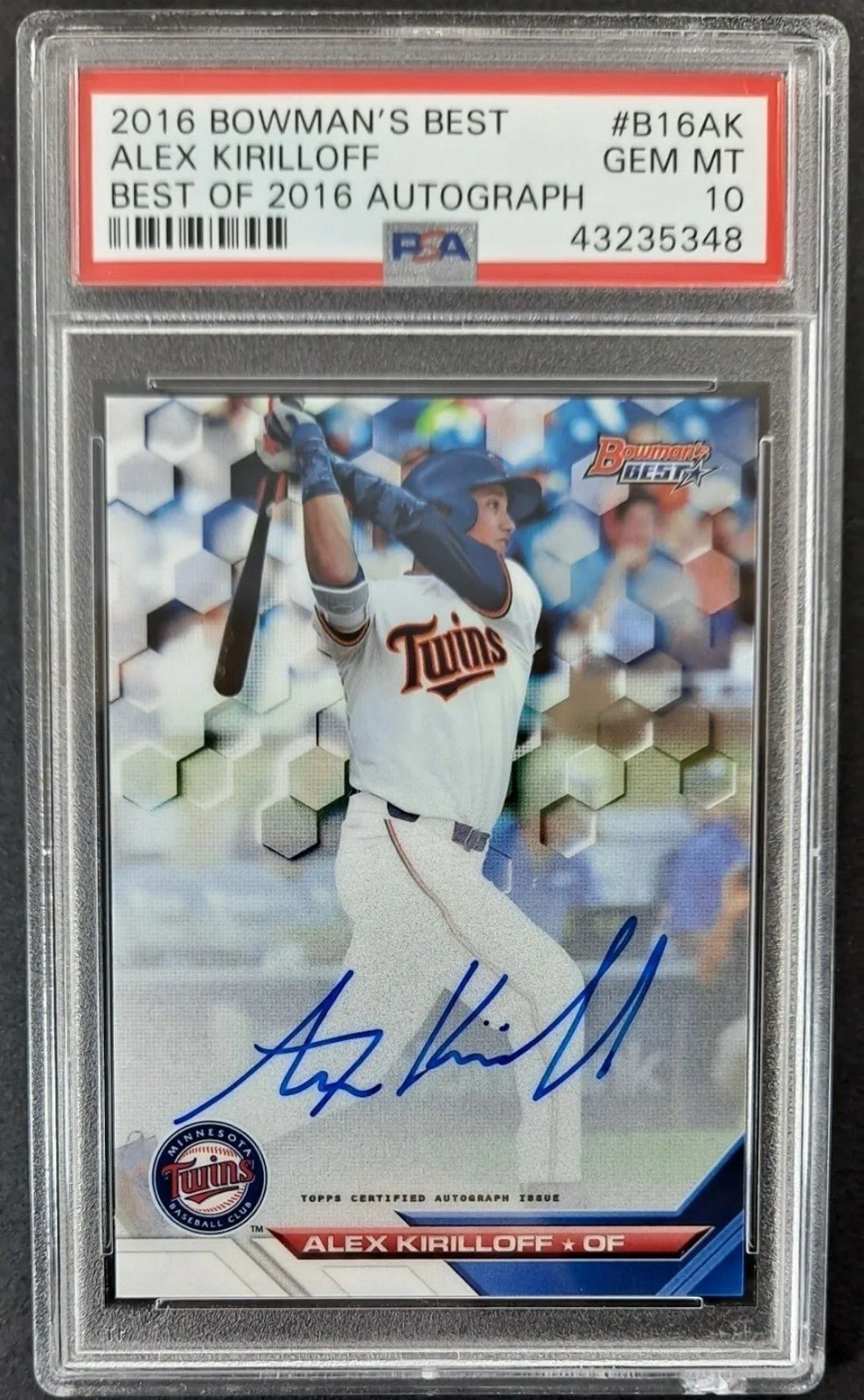 2016 Bowman's Best Alex Kirilloff Auto RC PSA 10 Best of 2016 Minnesota Twins