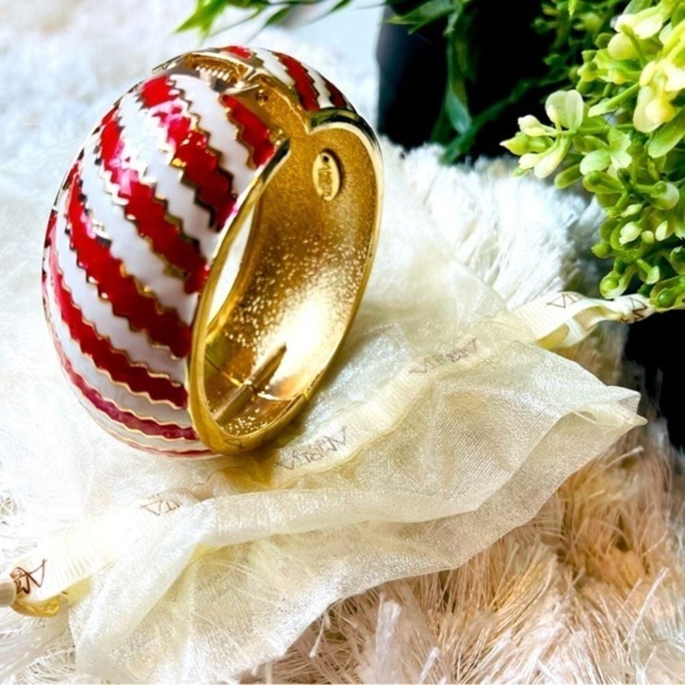 SALE Amrita | Red & White & Goldtone Kimmy Stripe Cuff