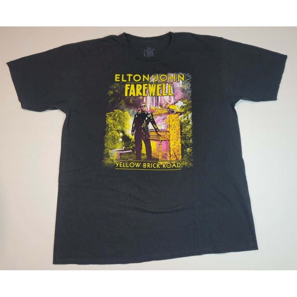 Elton John Tour T-Shirt Mens XL. Vintage Final Tour Tee Double Sided Black