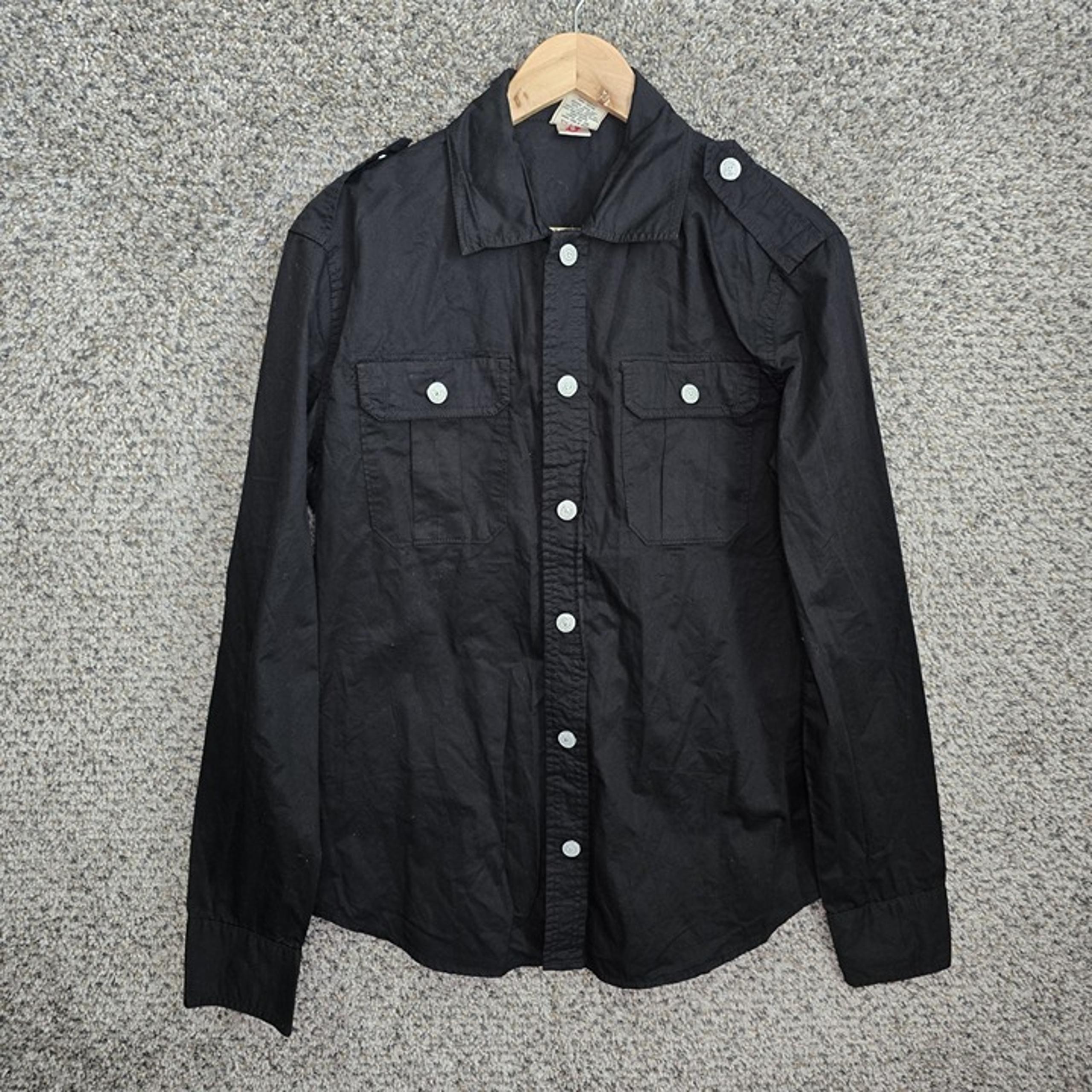True Religion Shirt Mens Medium Black Snap Button Long Sleeve Collared Casual