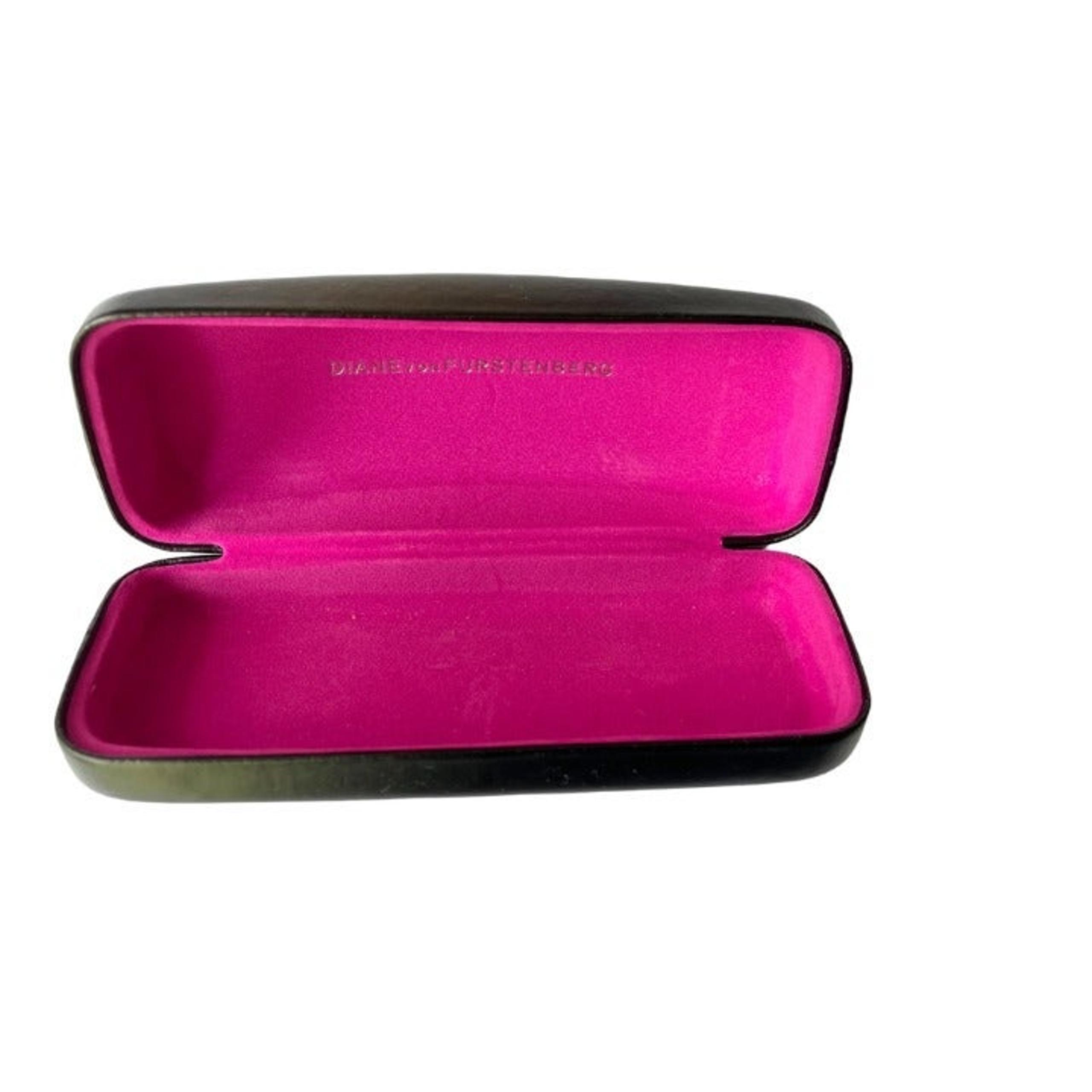 Diane Von Furstenberg DVF Black Sunglasses Hard Shell Case with Pink Interior