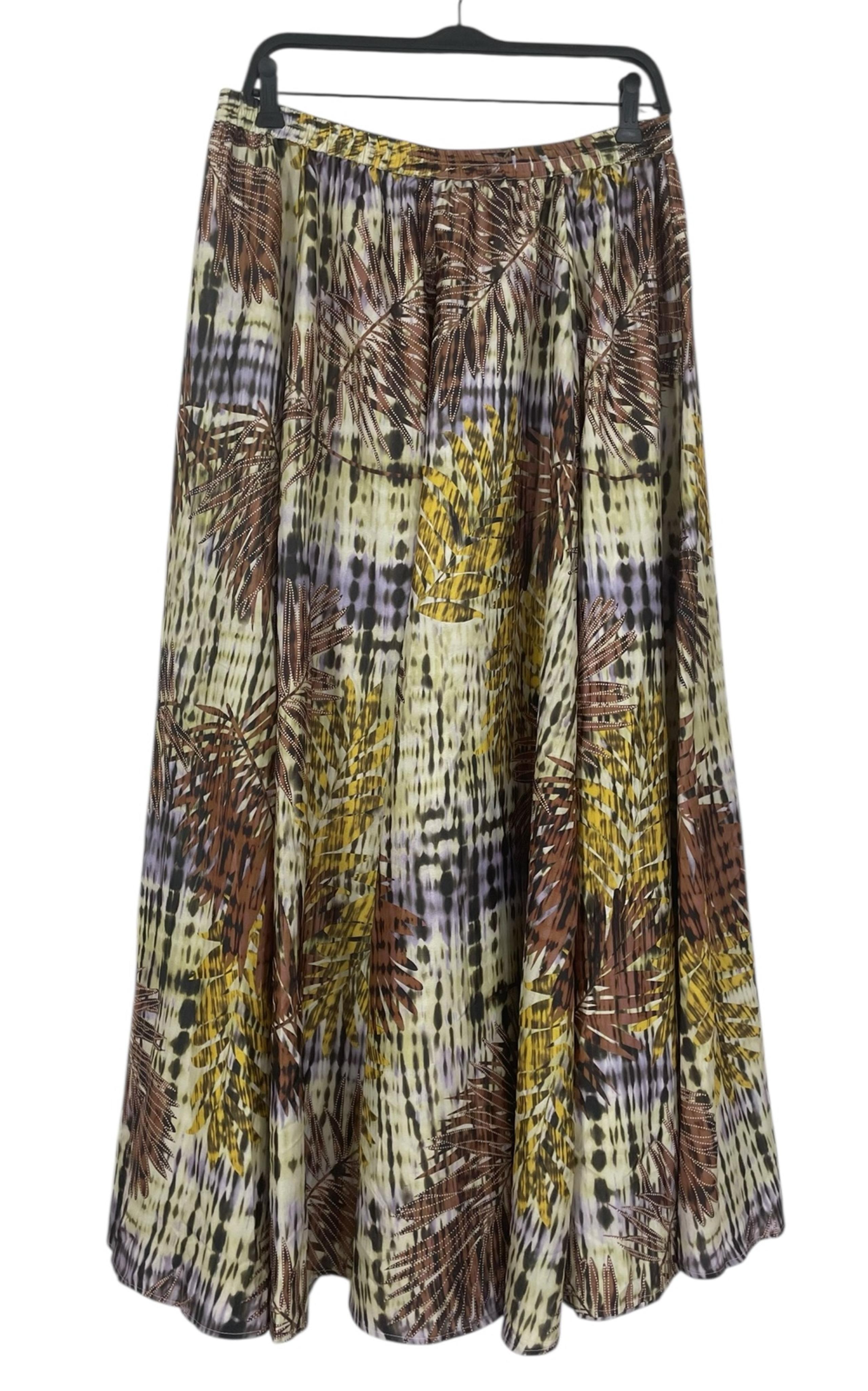 NWT Rachel Zoe Maxi Skirt Palm Leaf Pull On Vacation Flowy Size Large