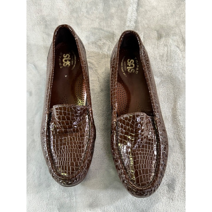 SAS womens shoes 8M Brown Leather moccasin Loafers Tripad comfort foot bed