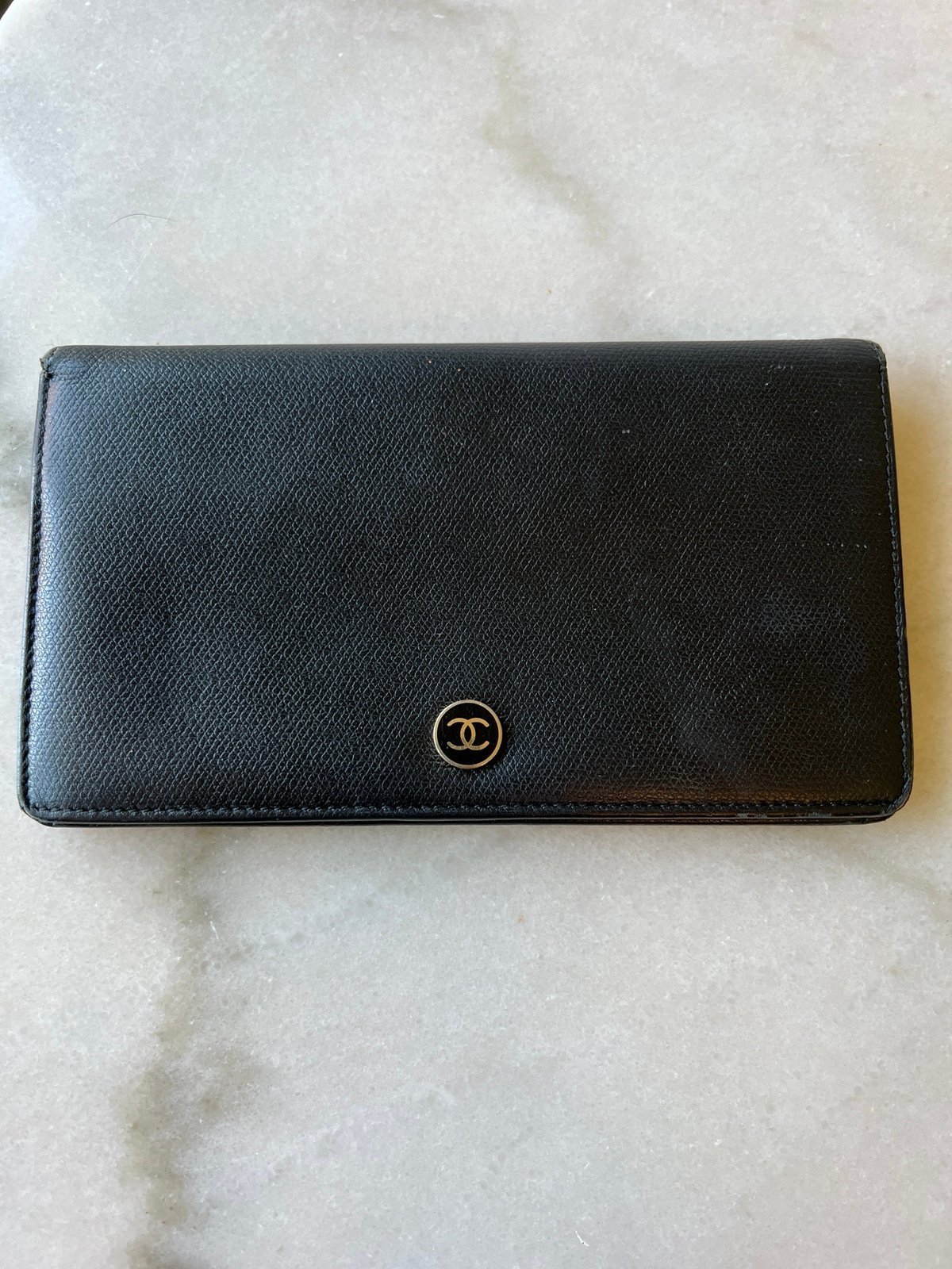 Chanel CC Button Bi-Fold Wallet Caviar Long