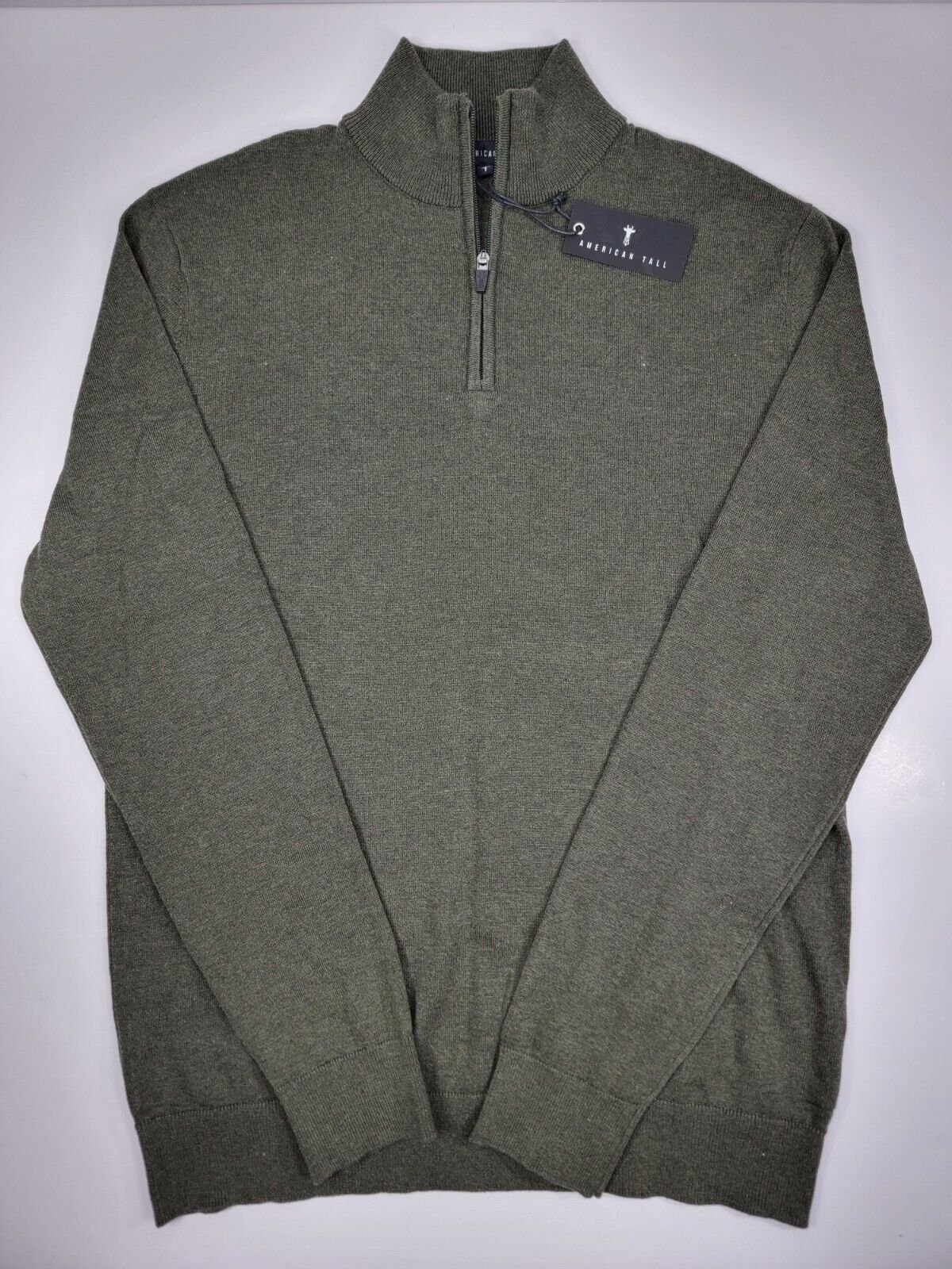 NEW American Tall 1/4 Zip Pullover Mens LT Large Tall Green Everyday Sweater NWT