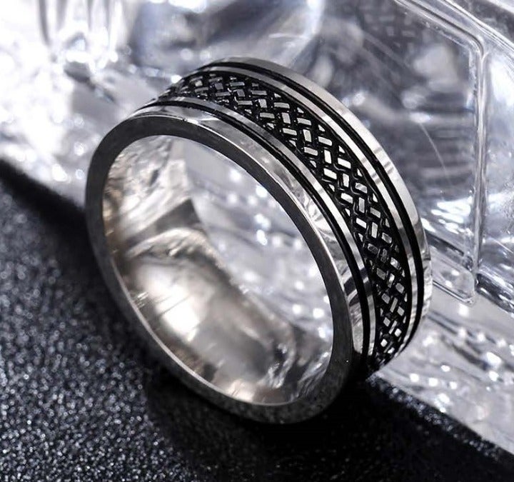 Dharma Ring - Tibetan Textured Titanium