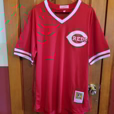 Mitchell & Ness Barry Larkin 1990 Mesh BP Cincinnati Reds Jersey