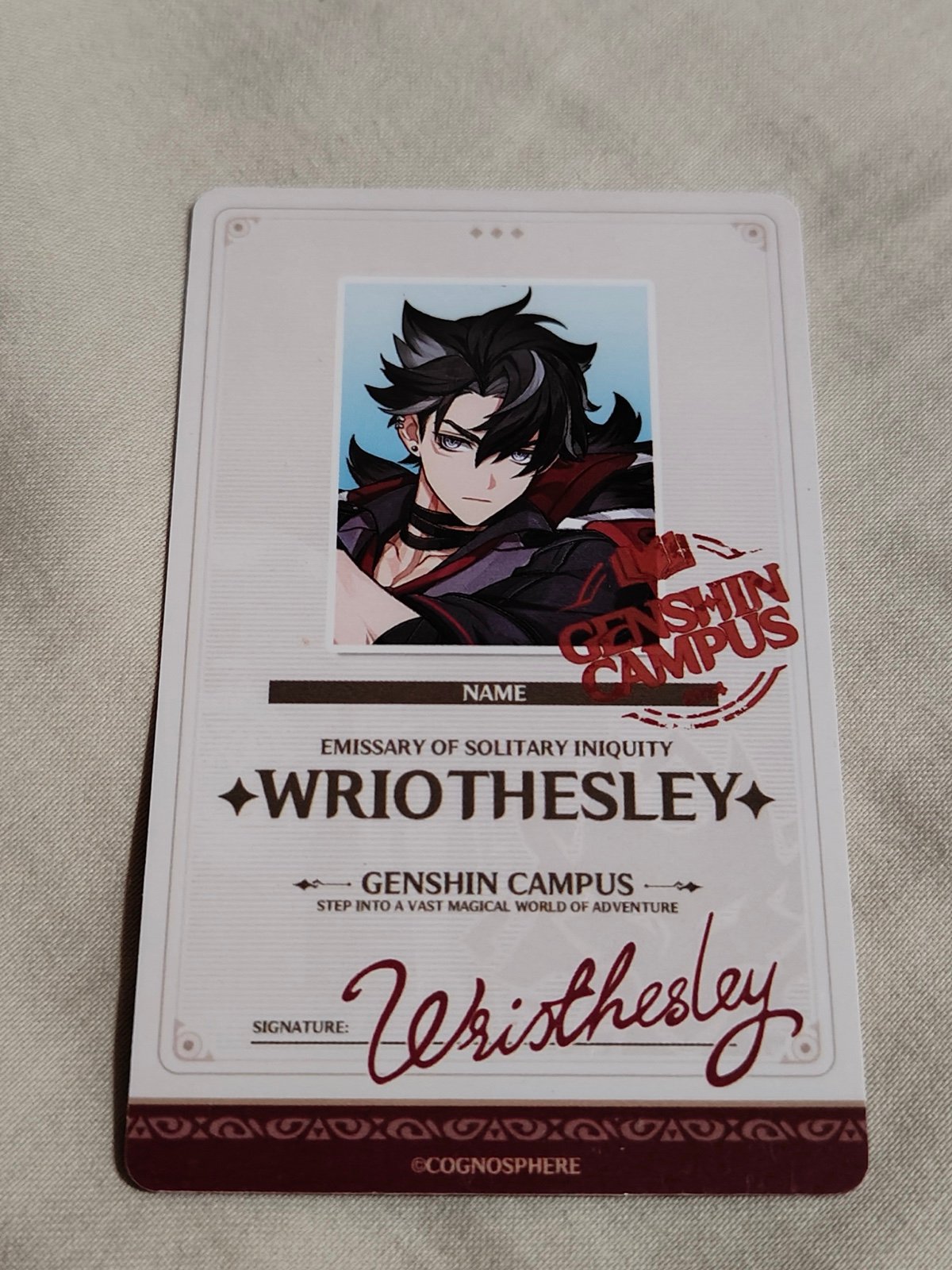 Genshin Campus London Wriothesley ID Card Limited Edition