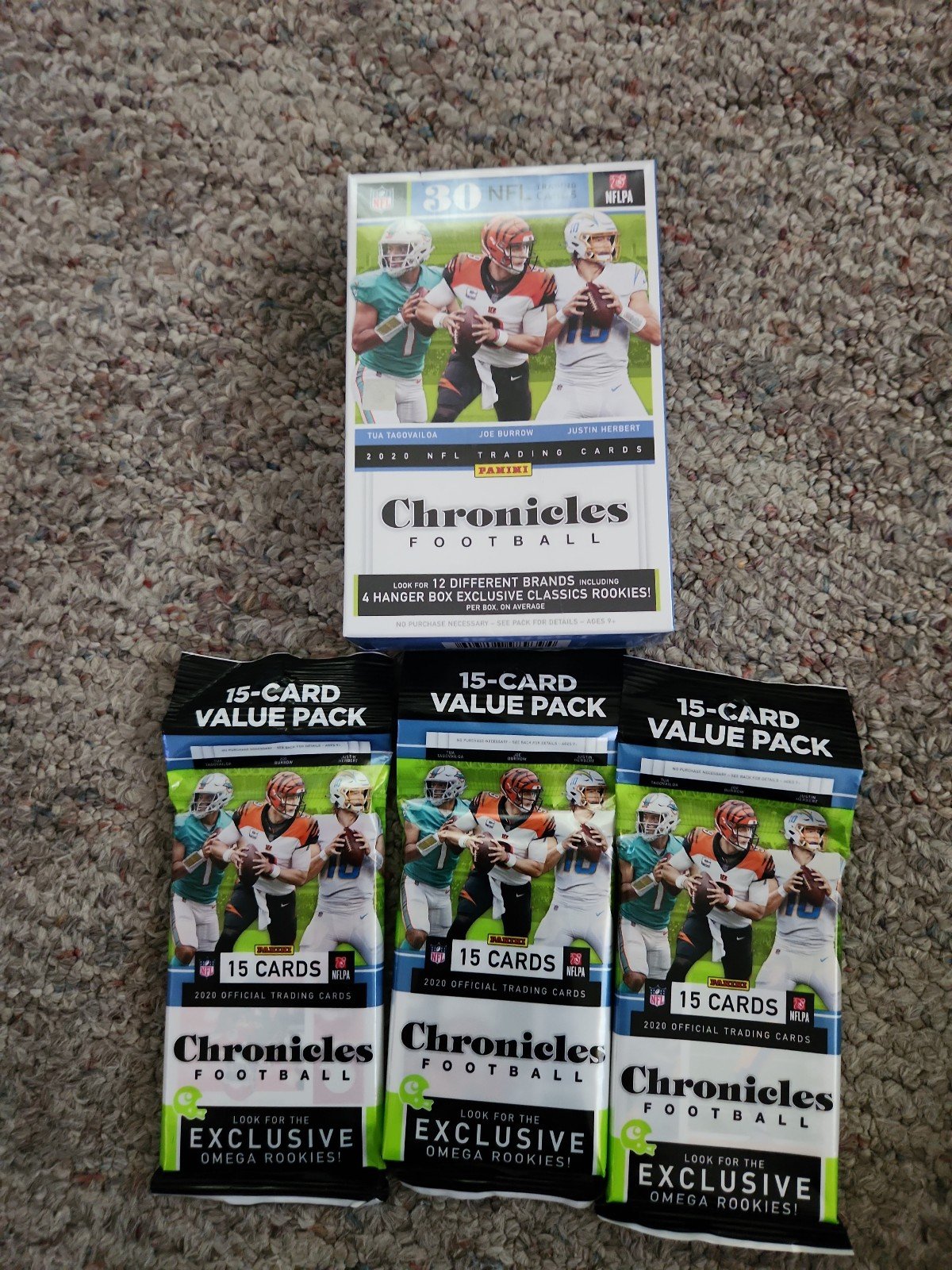 2020 chronicles football Bundle Factory Sealed Hanger Box + 3 Value Packs
