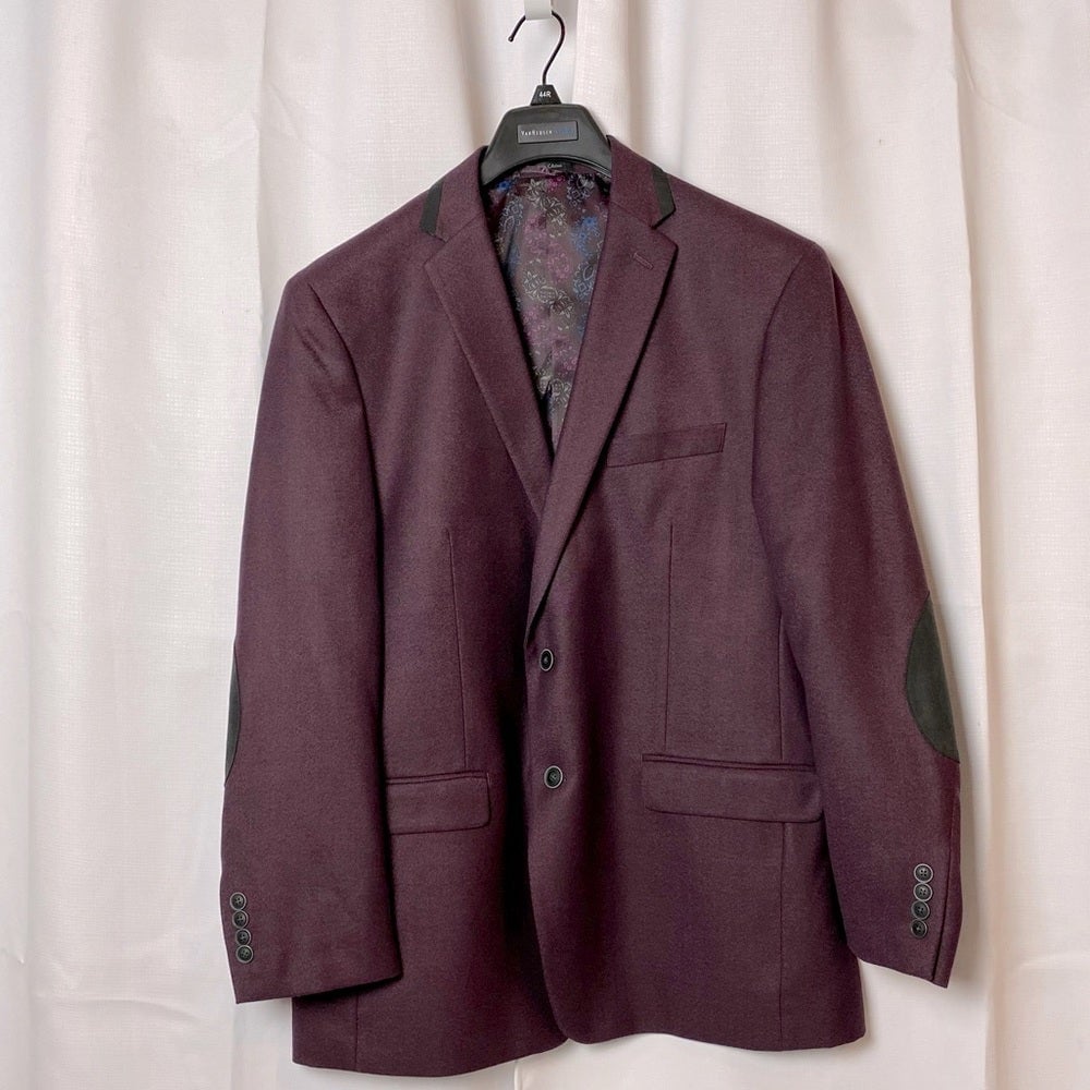 Van Heusen Faux Leather Collar Trim/Elbow Patches Nwot Snazzy Poly Blend Blazer