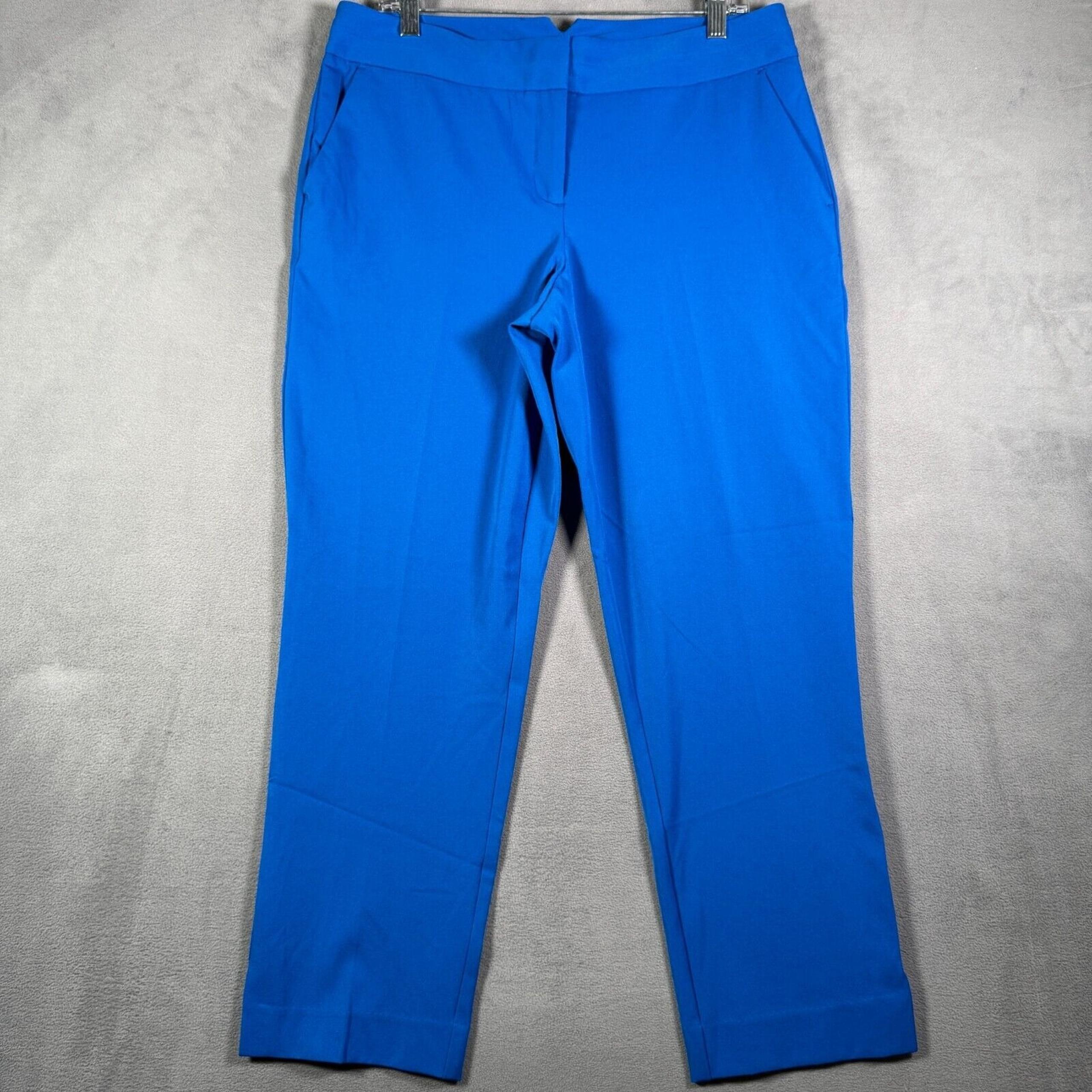 Worthington Pants Womens Size 10 Blue Cropped Classic Dressy Comfort Stretch