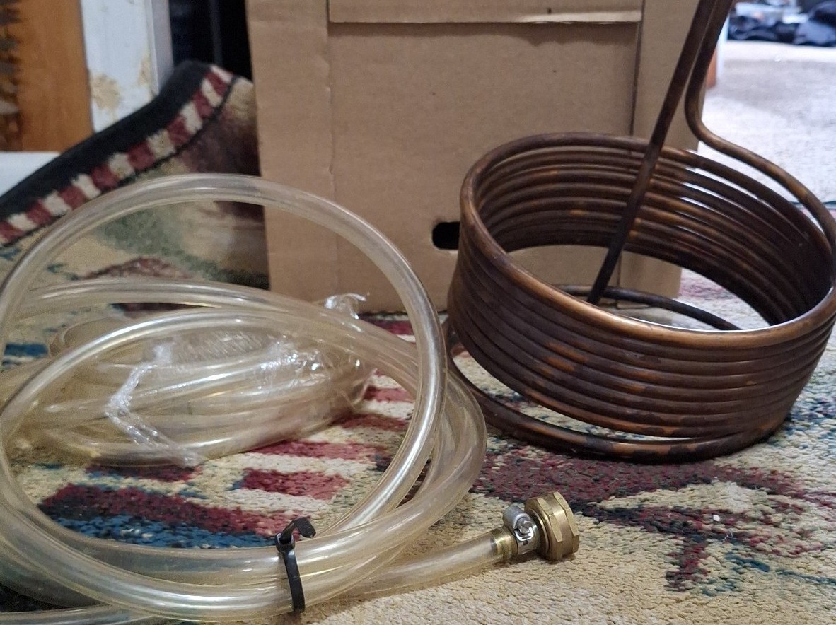 25ft copper tubing copper immersion chiller with two 15' hoses/brass coupling