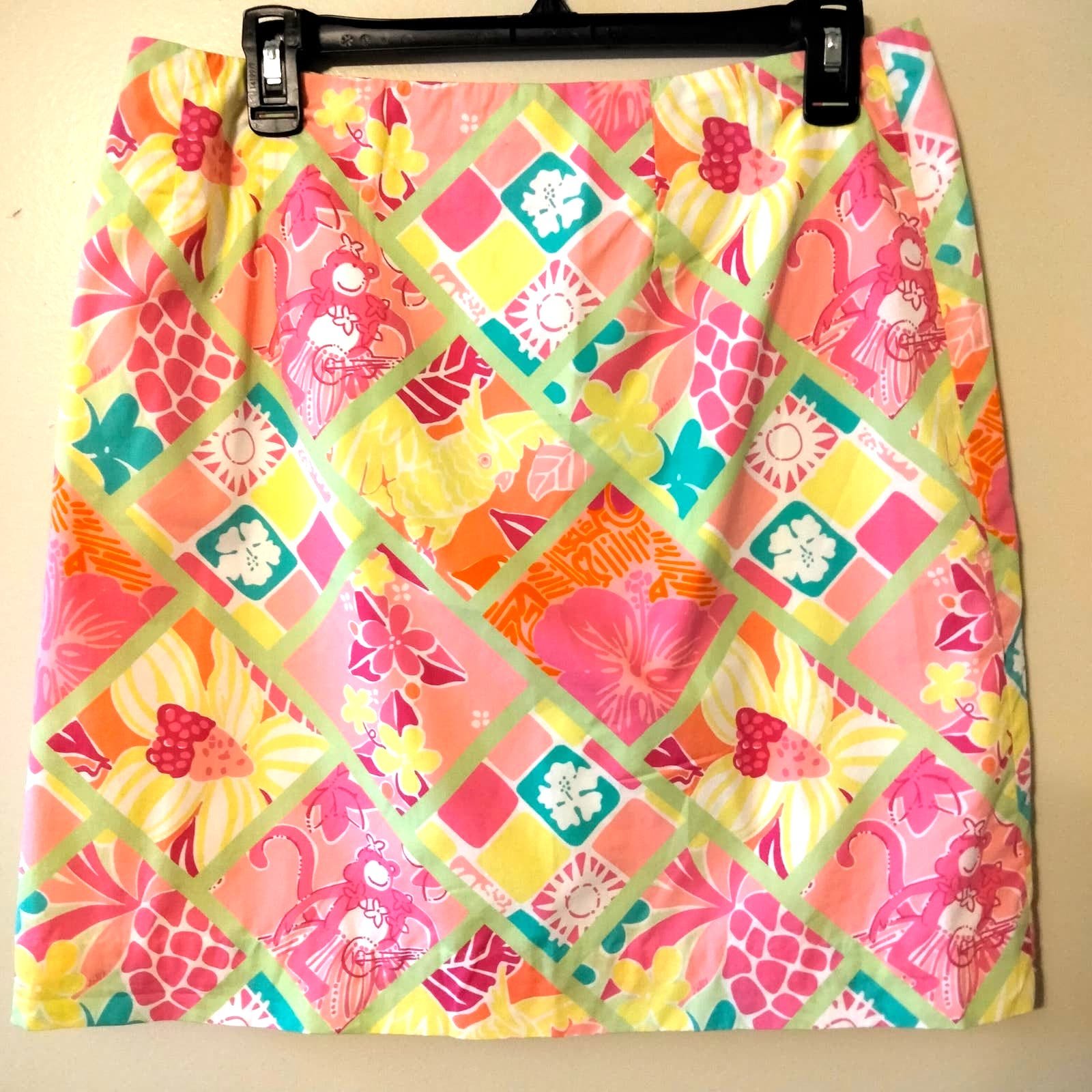 Lilly Pulitzer Multi-colored Diamond Head Patch Print Skirt 12