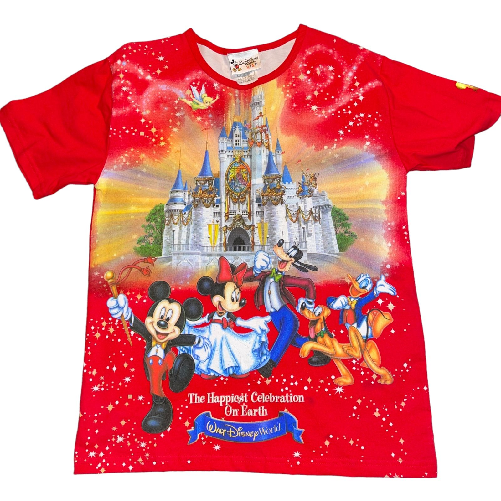Walt Disney World Kids T-Shirt Size Large Like New Condition Vintage AOP