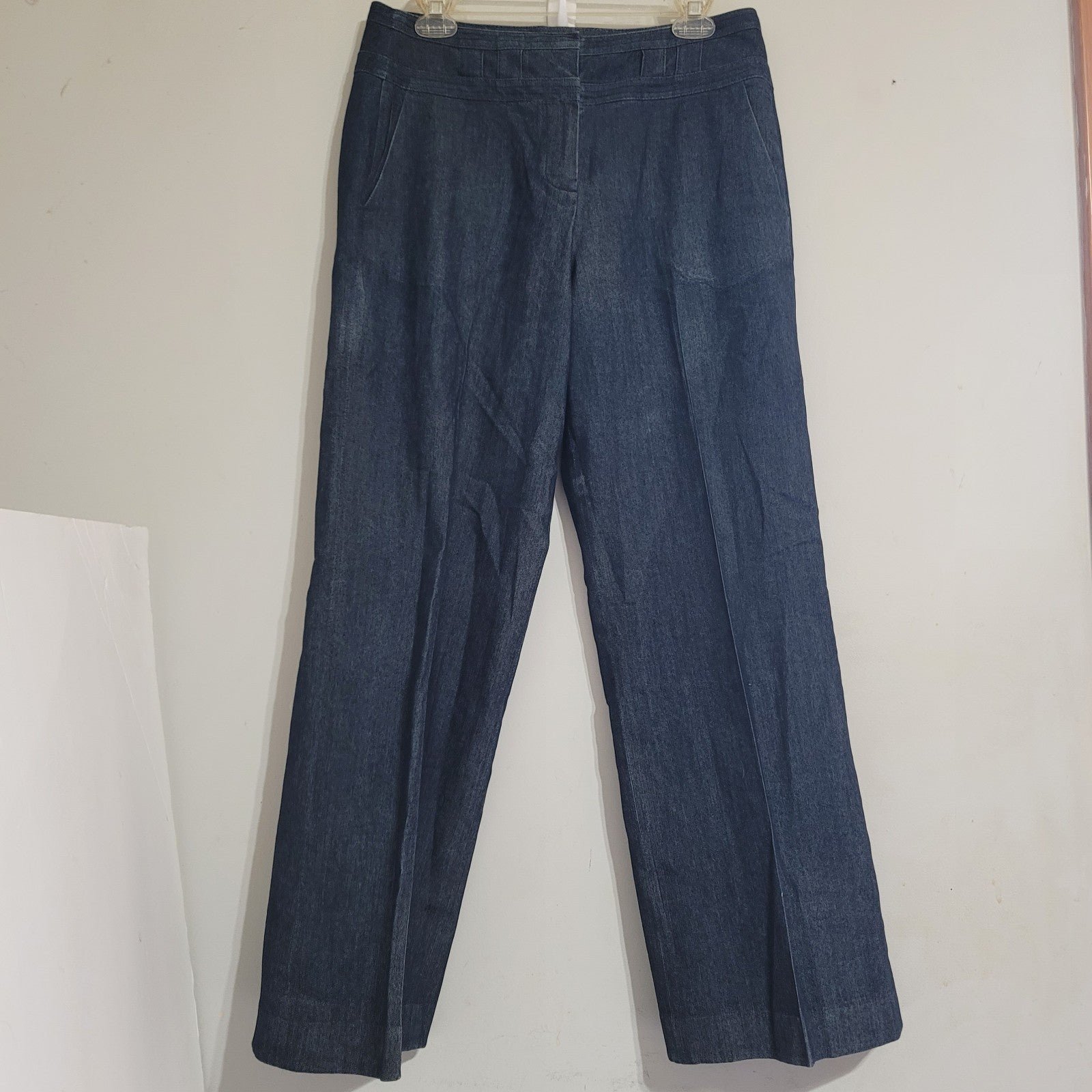SANDRO Womens Jeans Wide Leg Size US Size 10 Pockets Dark Blue Cotton Blend.Exc