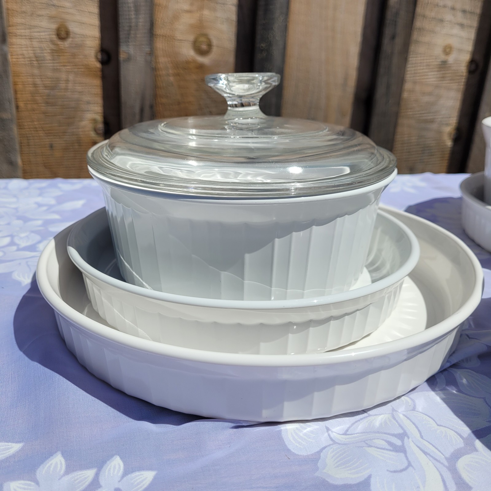 Vtg Corning Ware French White Round Cookware Casserole Dishes