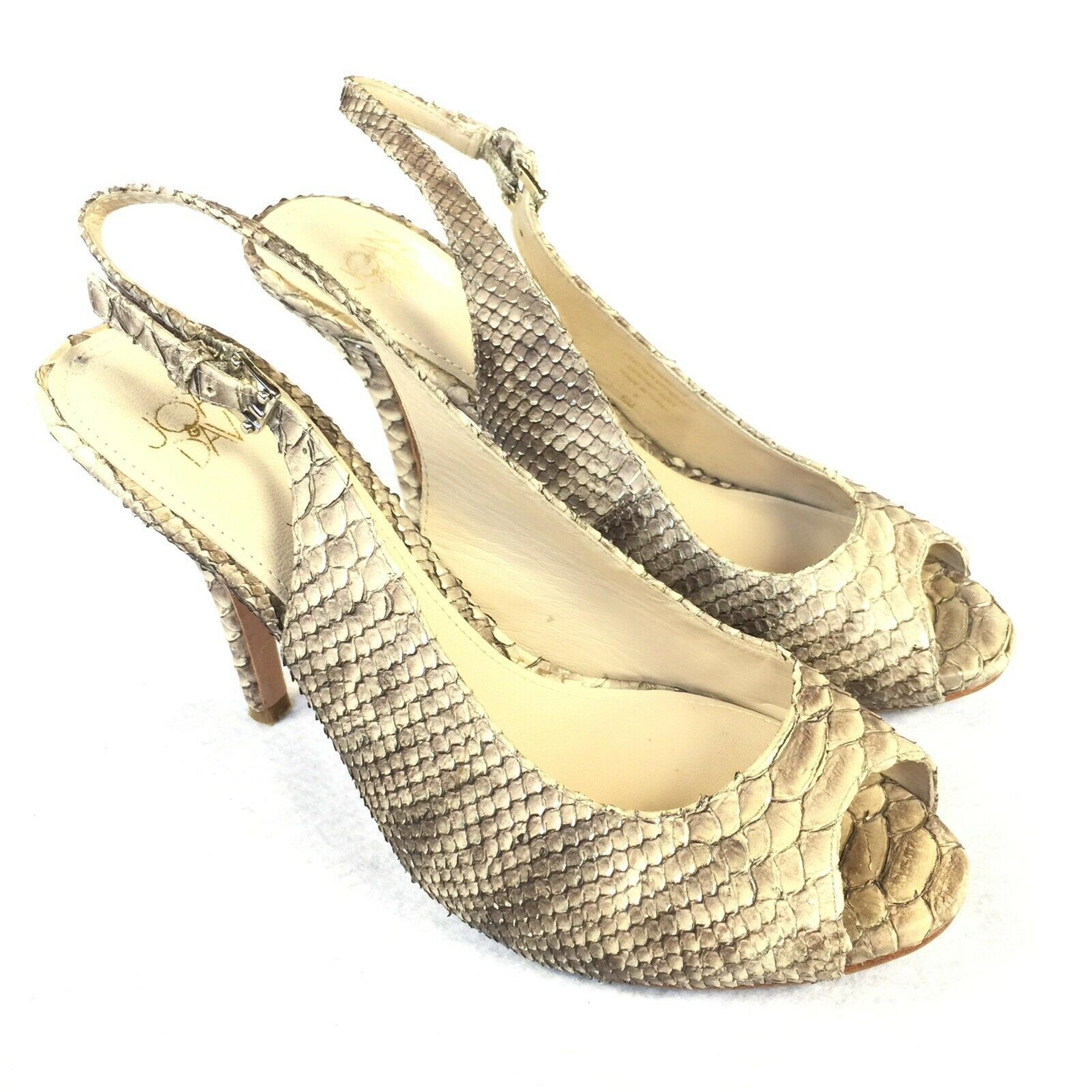 Joan & David Almonte Leather Slingback Sandals Size 6 Snakeskin Print Heels