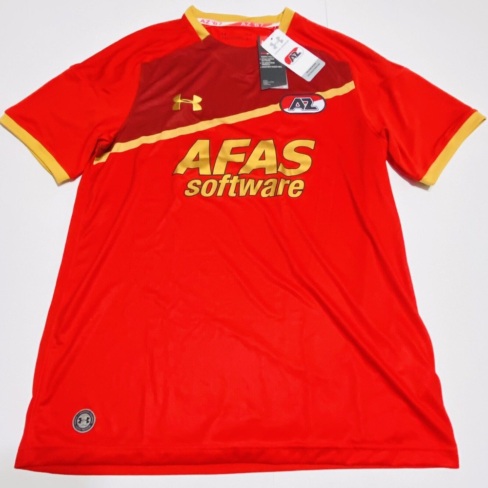 UNDER ARMOUR MEN'S AZ ALKMAAR SOCCER HOME JERSEY Red Large NEW
