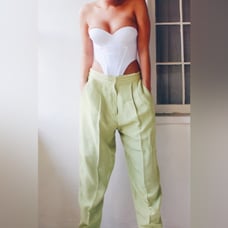 Womens Vintage Liz Claiborne Lizsport 90s Linen Blend Green Trousers. Size 12