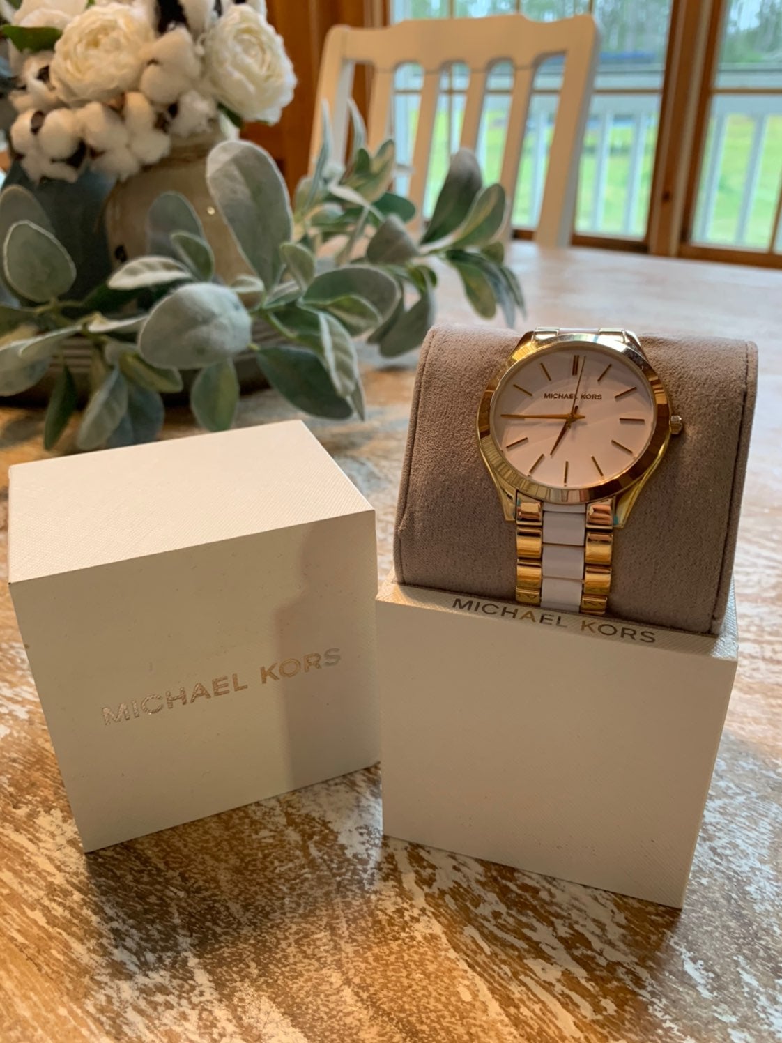 Michael Kors Gold and White Watch