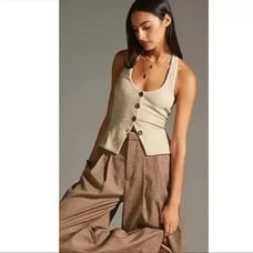 Anthropologie Halter Vest sand M