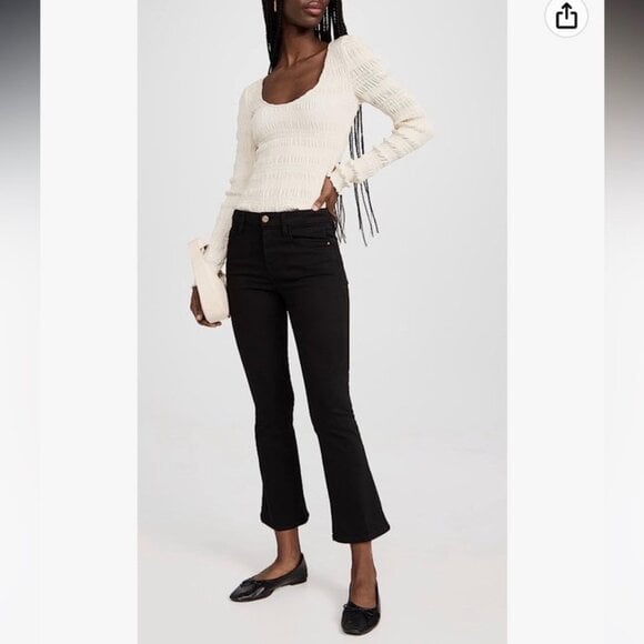 FRAME Jeans Le Crop Mini Boot in Film Noir Black Size 24