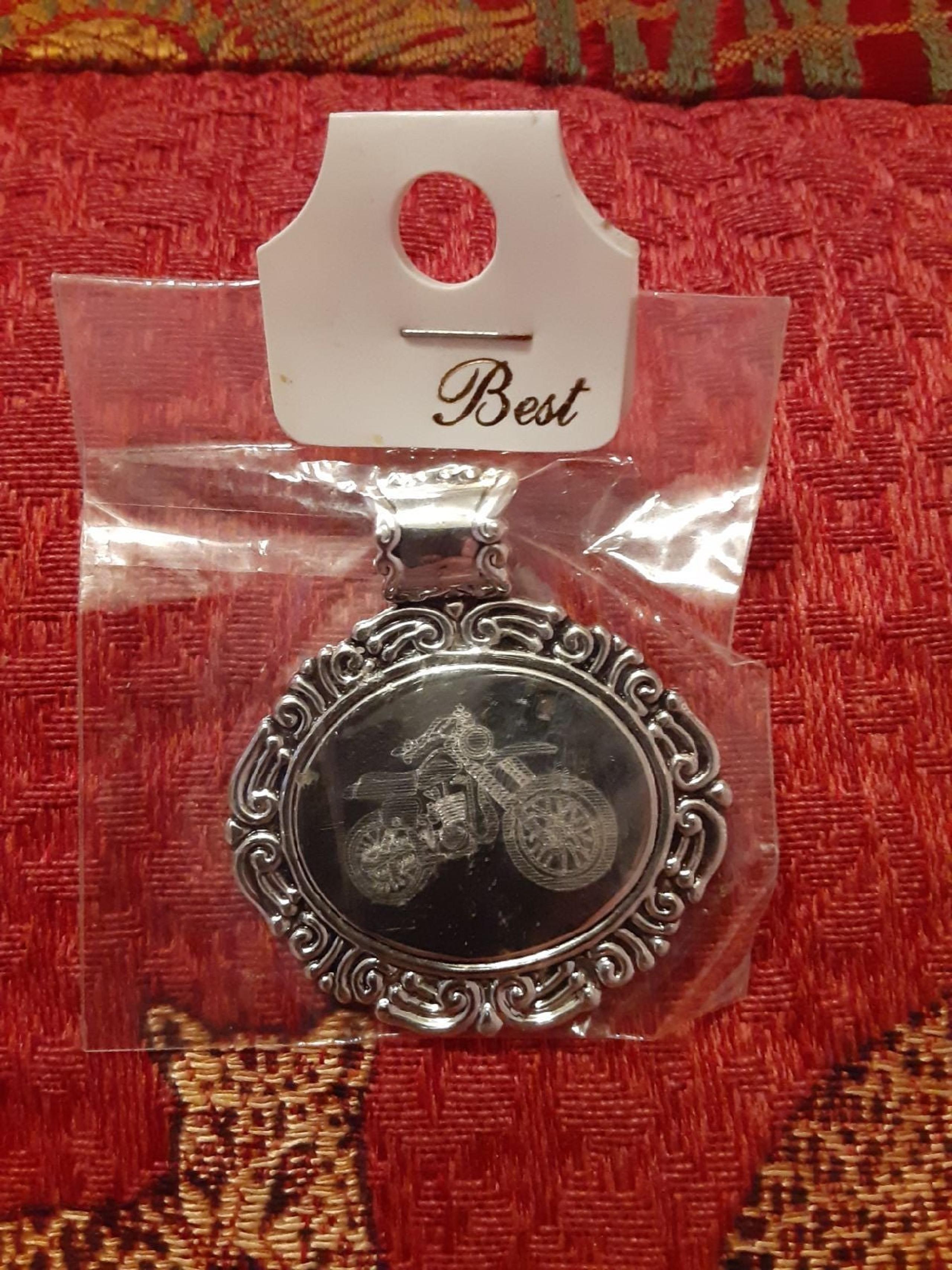 Engraved Etched 1" Motorcycle Charm Pendant New