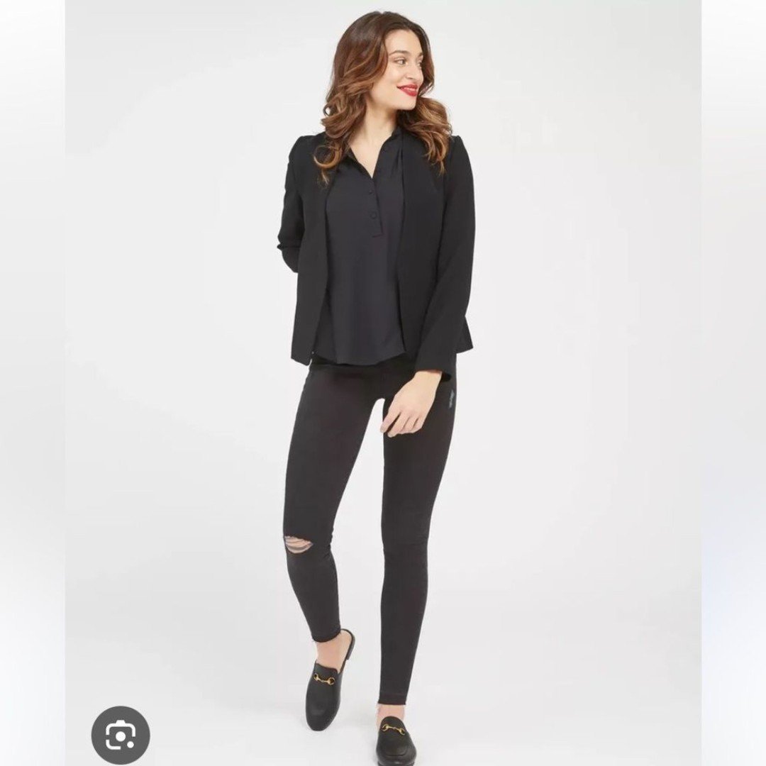 Spanx Women's Vintage Black Pull On Stretch Distressed Skinny Jeans- Size 2XL