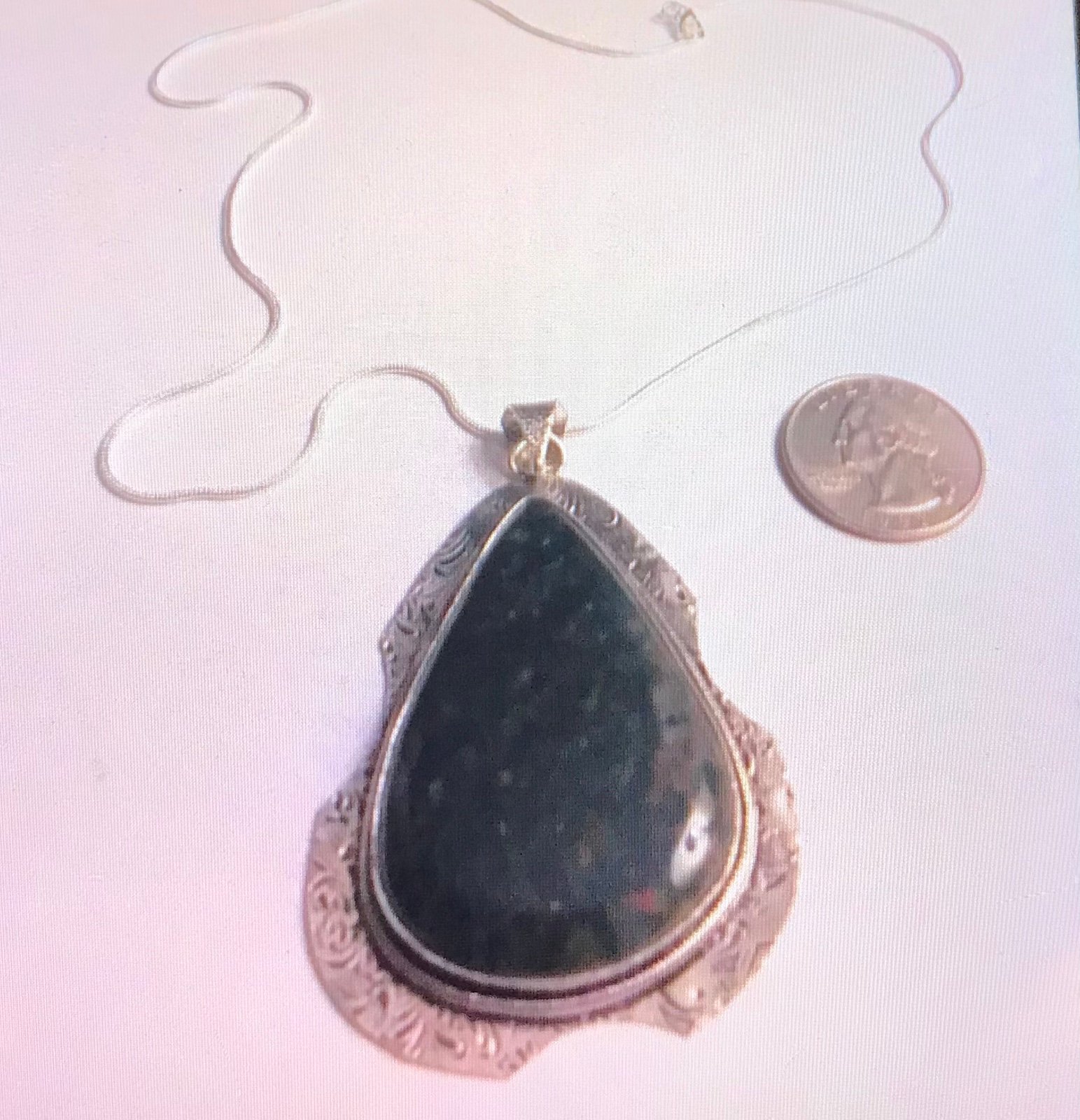 Blood Stone Jasper 925 Sterling Silver Necklace