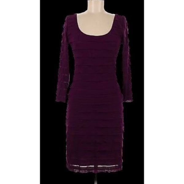 Max Studio Women Purple Casual Ruffle Dress
